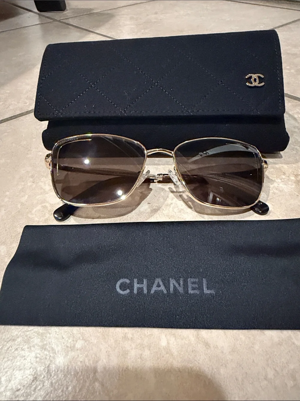 CHANEL Gold cat eye Frame Sunglasses